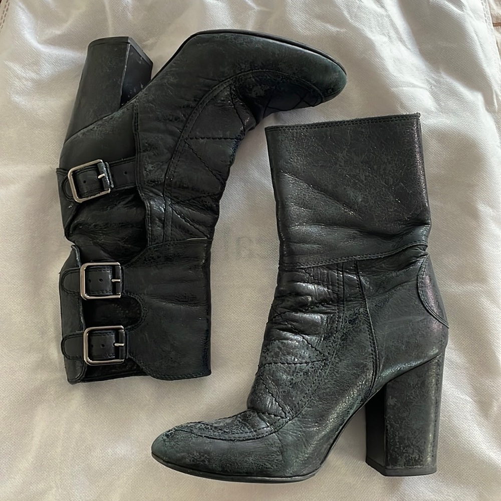 LAURENCE DACADE Black/Navy Distressed Ankle Boots - Sz 36
